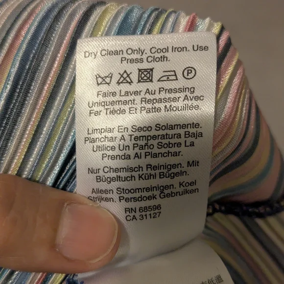 DKNY Vibrant Striped Fit And Flare Dress W/ Belt - Picture 9 of 9